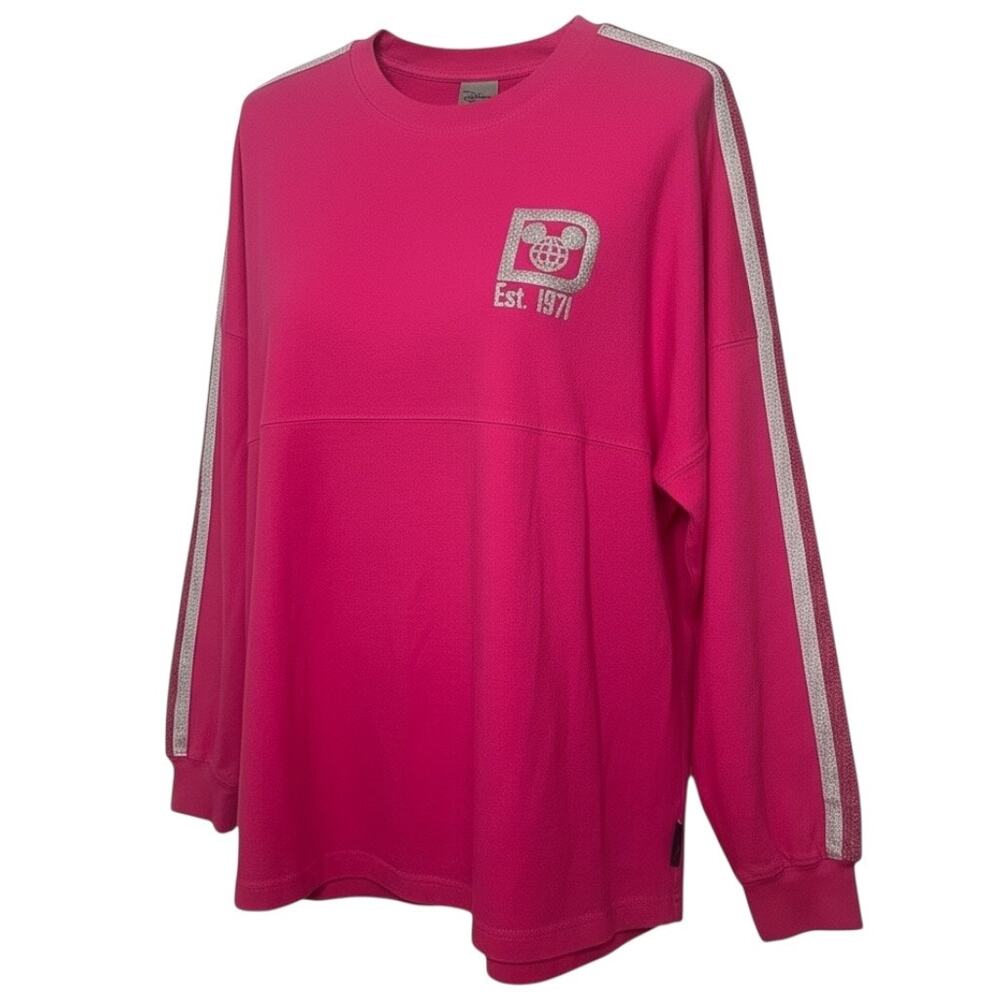 Disney Parks Pink Spirit Jersey Walt Disney World Glitter Logo Est. 1971 Sz‎ S